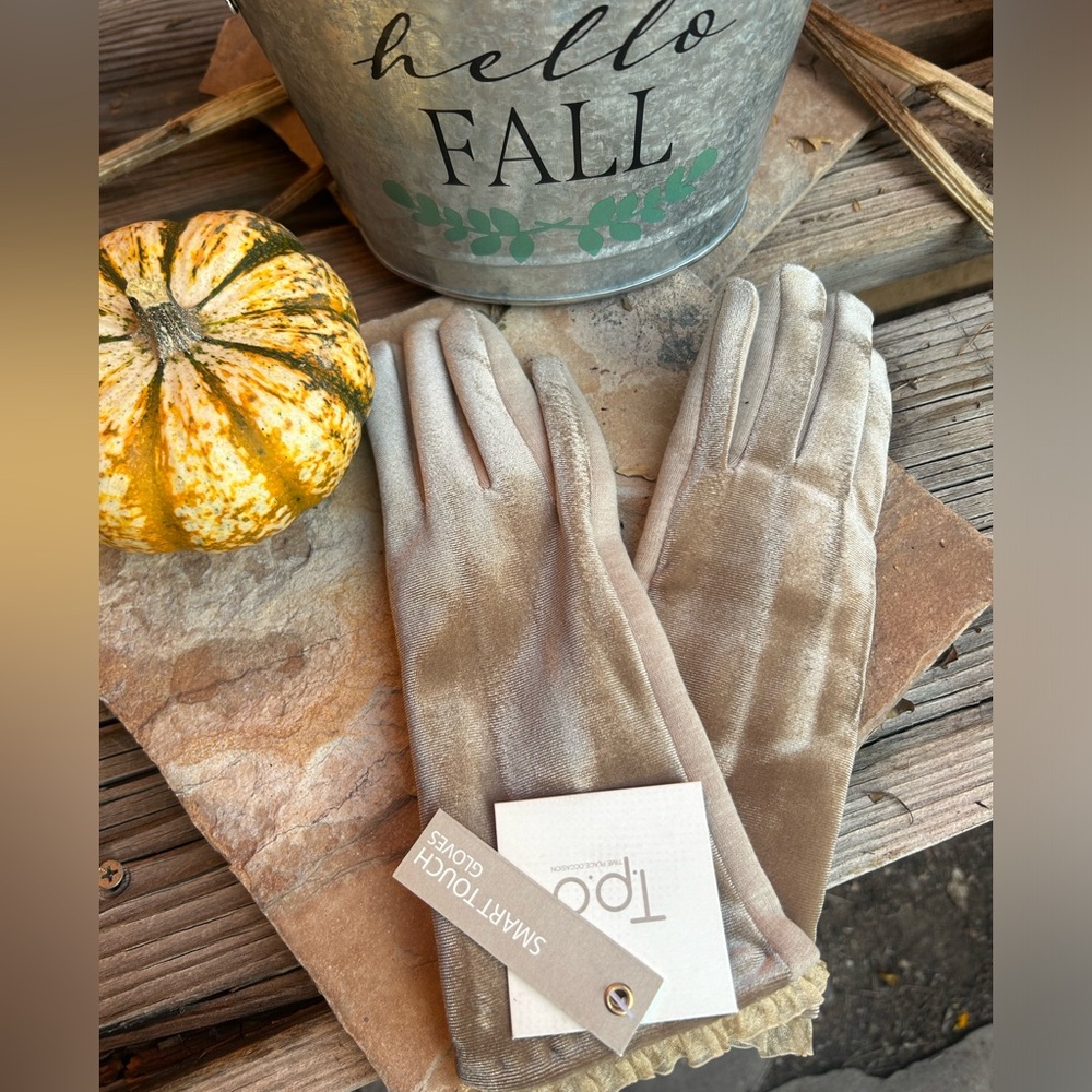 Velvet Cream OSFA gloves NWT